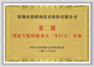 國(guó)家“專精特精”重點(diǎn)小巨人企業(yè)